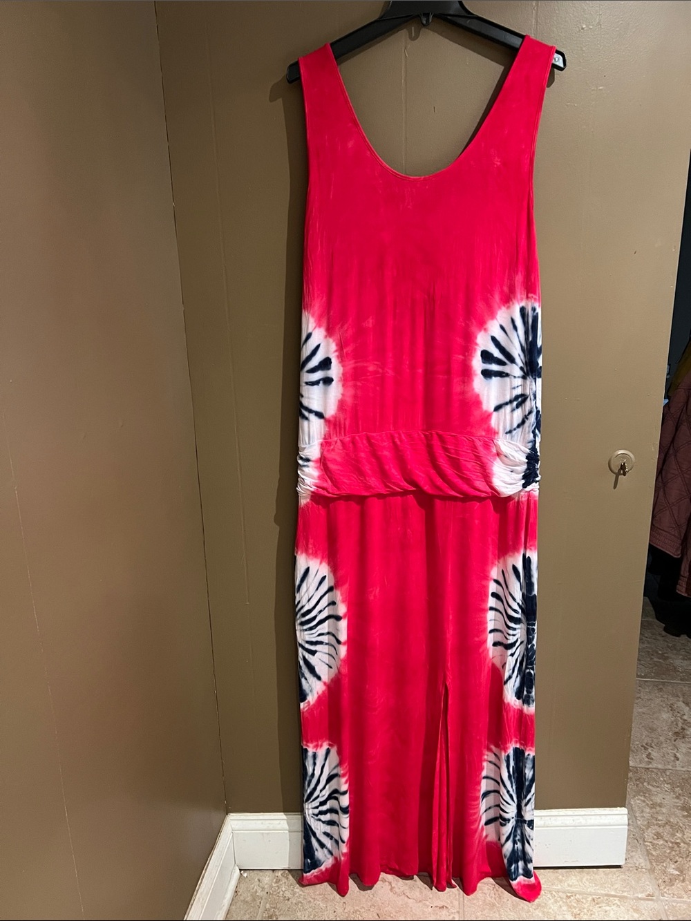 VENUS Pink Maxi Dress with with Floral Tie Dye Accents Sz XL NEW